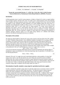 ENERGY BALANCE OF SOLID BIOFUELS V. Scholz1, H.J.
