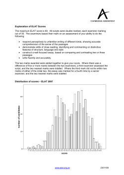 Explanation of ELAT Scores The maximum ELAT score is 60. All