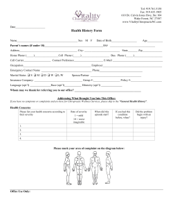 Health History Form - Vitality Chiropractic