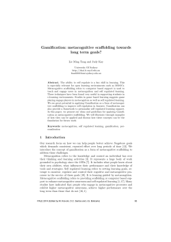 Gamification: metacognitive scaffolding towards long term goals?