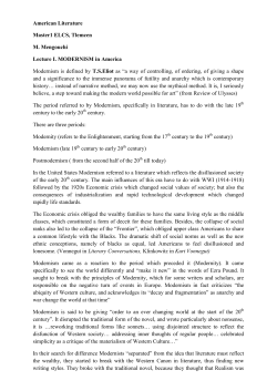 Lecture I. MODERNISM in America
