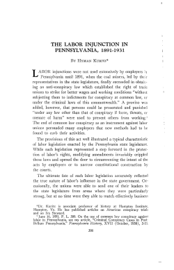 the labor injunction in pennsylvania, 1891-1931