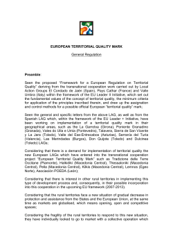 EUROPEAN TERRITORIAL QUALITY MARK General Regulation