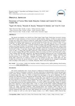 OCCURRENCE OF VARROA MITE INSIDE HONEYBEE COLONIES