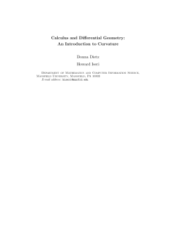 Calculus and Differential Geometry: An Introduction to Curvature