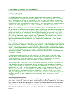Rural Canada: challenges and opportunities