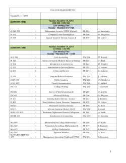 FALL 2016 EXAM SCHEDULE Updated 8/11/2016
