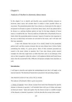 Chapter 6: Analysis of rhythm in electronic dance music