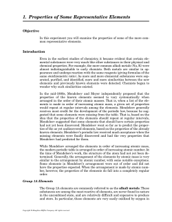 1. Properties of Some Representative Elements