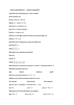 CLASS XI (MATHEMATICS) HOLIDAY HOMEWORK (Q1) Write