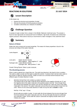 REACTIONS IN SOLUTIONS 21 JULY 2014 Lesson