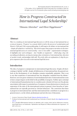 How is Progress Constructed in International Legal Scholarship?