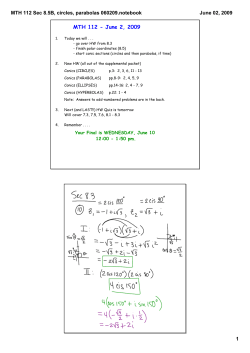 MTH 112 Sec 8.5B, circles, parabolas 060209.notebook