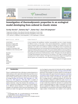 Investigation of thermodynamic properties in an ecological model