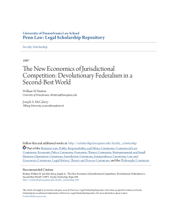 The New Economics of Jurisdictional Competition