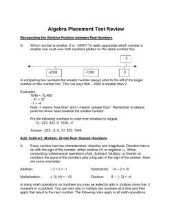 Algebra Placement Test Review