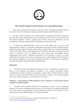 Bar Council response to the Firearms Law consultation paper