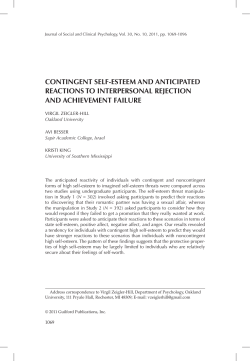 Contingent self-esteem and anticipated reactions to