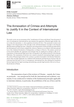 The Annexation of Crimea and Attempts to Justify It in the Context of