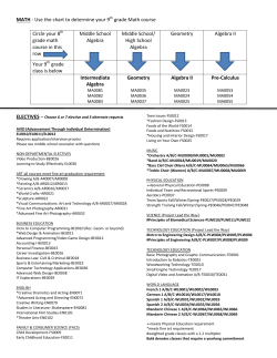 MATH - Use the chart to determine your 9 th grade Math course