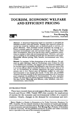 TOURISM, ECONOMIC WELFARE AND EFFICIENT PRICING