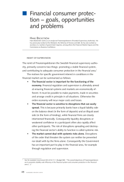 2010:3 Financial consumer protection &ndash; goals, opportunities and