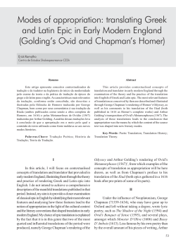 Modes of appropriation: translating Greek and Latin Epic in Early