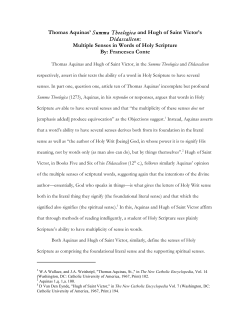 Thomas Aquinas` Summa Theologica and Hugh of Saint Victor`s