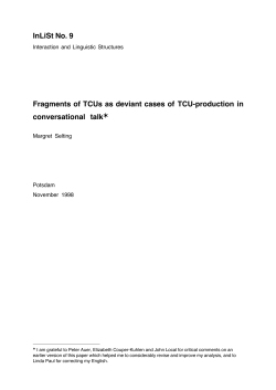 InLiSt No. 9 Fragments of TCUs as deviant cases of TCU