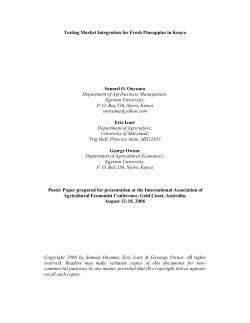 Testing Market Integration for Fresh Pineapples in