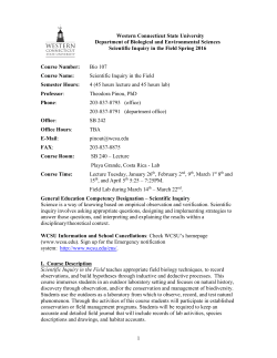 Scientific Inquiry in the Field Spring 2016