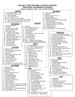 School Calendar - Chilton Area Catholic School