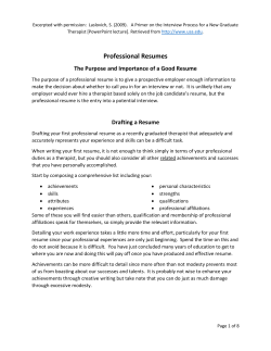 Professional Resumes - University of St. Augustine for Health