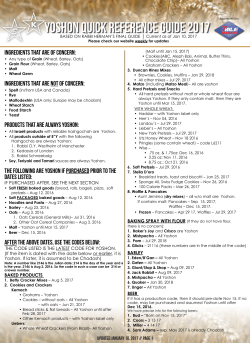 yoshon quick reference guide 2017 - Star-K