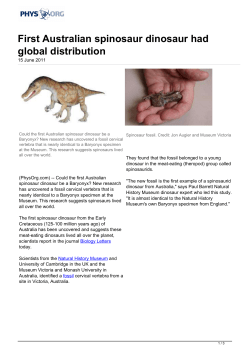 First Australian spinosaur dinosaur had global distribution