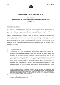 Opinion on reorganisation and winding-up measures