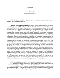 Colorado Surface Coal Mining Reclamation Act