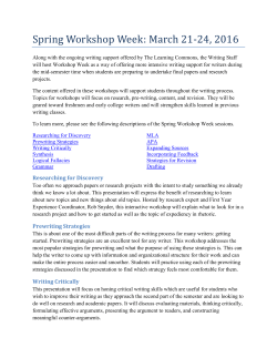 Spring Workshop Week: March 21