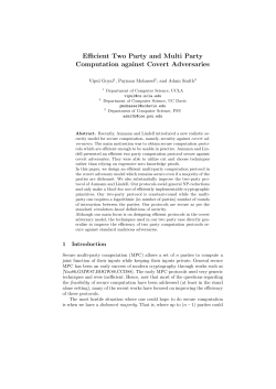 Efficient Two Party and Multi Party Computation against Covert