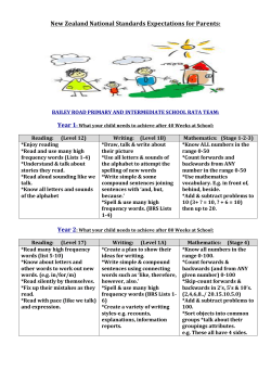New Zealand National Standards Expectations for Parents: