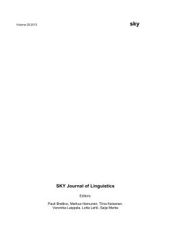 SKY Journal of Linguistics - Suomen kielitieteellinen yhdistys