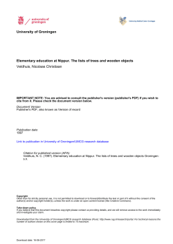 University of Groningen Elementary education at Nippur. The