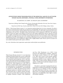 Adventitious shoot regeneration of the medicinal aquatic plant water