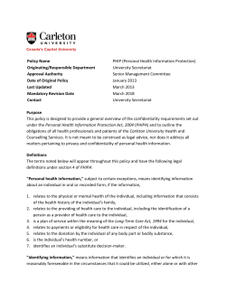 Personal Health Information Protection
