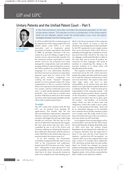 Unitary Patents and the Unified Patent Court &ndash; Part 5