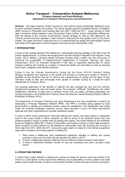 Active Transport – Comparative Analysis Melbourne