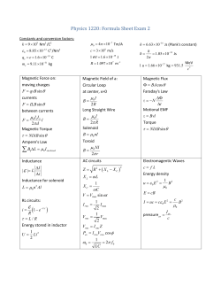 Formula sheet Exam 2