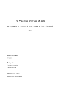 The Meaning and Use of Zero - Utrecht University Repository