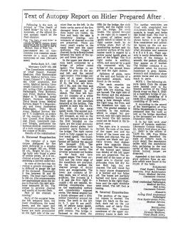 Text of Autopsy Report on Hitler Prepared After
