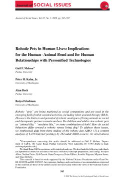 Robotic Pets in Human Lives: Implications for the Human&ndash;Animal